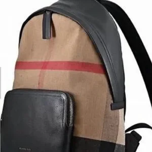 Burberry Abbeydale Check Canvas & Leather Backpack, Camel/Black Burberry Mega Check Calfskin Abbeydale Simple Backpack Black  main image 3